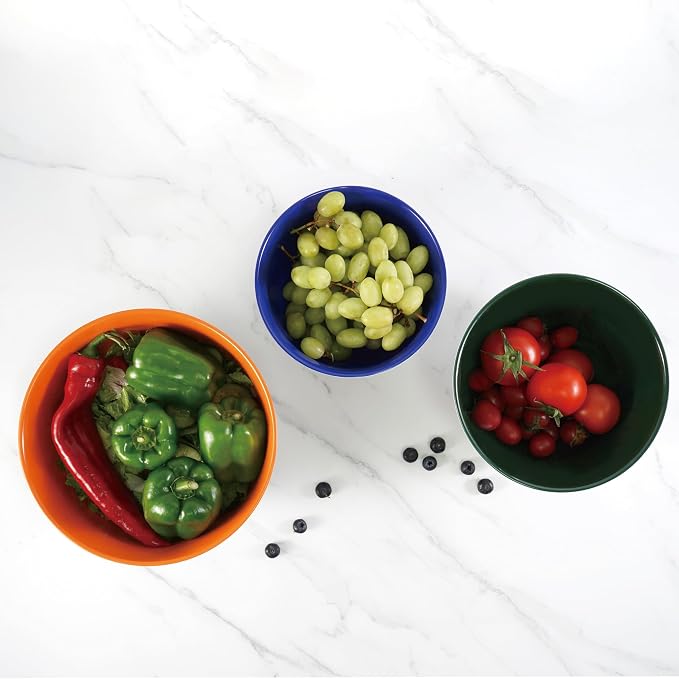 TP Melamine Mixing Bowl Set with Lids, Salad Bowl Set of 3, Aztec Bloom | Nesting Design,Break-resistant,Pasta & Salad Prep, Baking Prep, Space-saving Storage, Freezer Safe, Dishwasher Safe