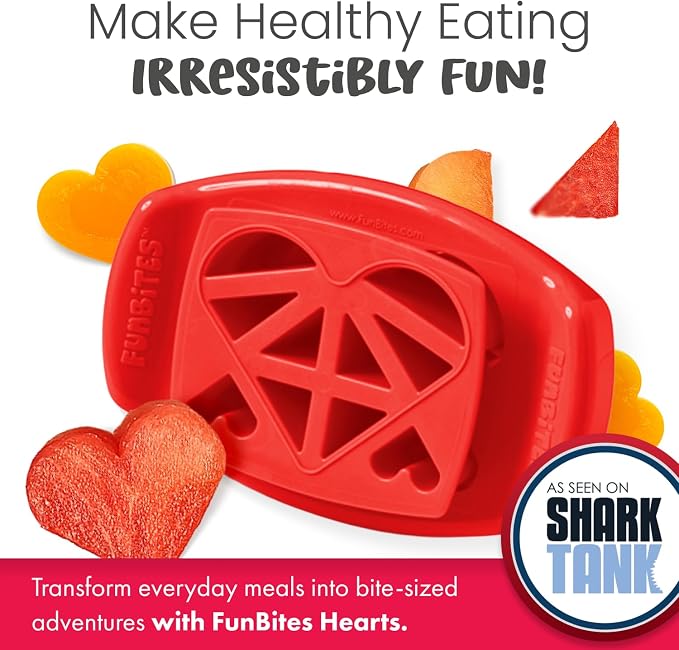 Sandwich Cutter for Kids Lunch, Crustless Bento 2-Pc Set, 1 Pack | Red Hearts food cutter for toddlers, bite-size uncrustable shapes, bento lunch accessory, BPA-free, dishwasher safe