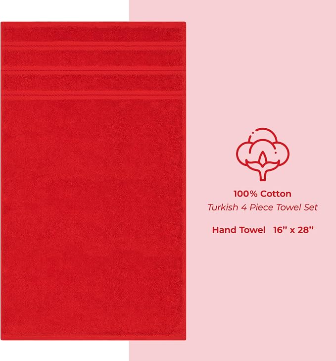 American Soft Linen 100% Cotton Luxury Turkish Towels, 4 PC Hand Towel Set | Soft Absorbent Quick Dry OEKO Tex Standard 100 Certificated Durable Machine Washable Premium Hotel Quality