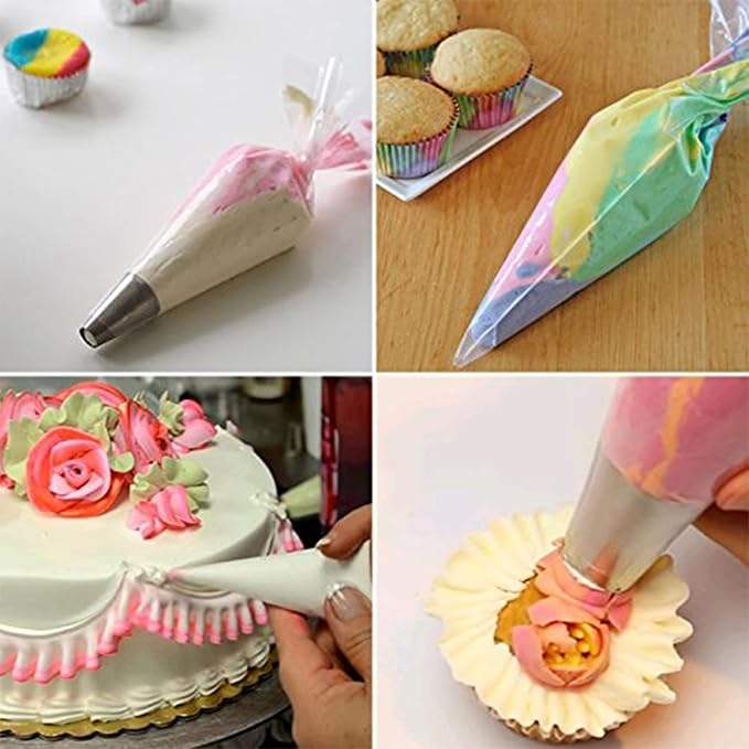 14 Inch - 110 PCS Disposable Piping Bags, Heavy Duty Anti Burst Pastry Bags | Bump Non-slip Design for Cupcakes, Cookies, Candy Pastry and Durable Baking Kit (Thickened & Large Capacity)
