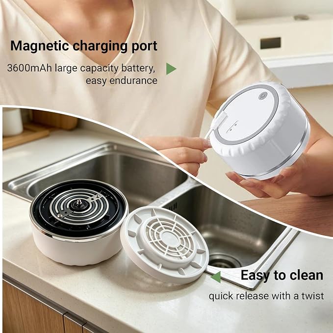 Fruit and Vegetable Washing Machine with Advanced Ion Purification,Deeply Removes Wax, Impurities & Surface Residues from Fruits, Meat, Veggies - Ideal for Home Kitchen, RV, Camping & Travel.
