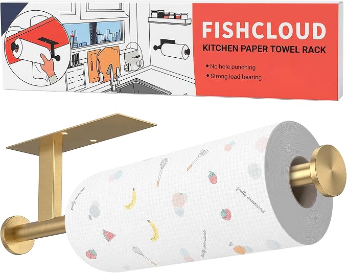 Paper Towel Holder Wall Mount,No Drill,SUS304 Steel, Space Saving | Maximize countertop space with secure roll storage. Fits kitchens, bathrooms, RVs and pantries with flexible mounting options