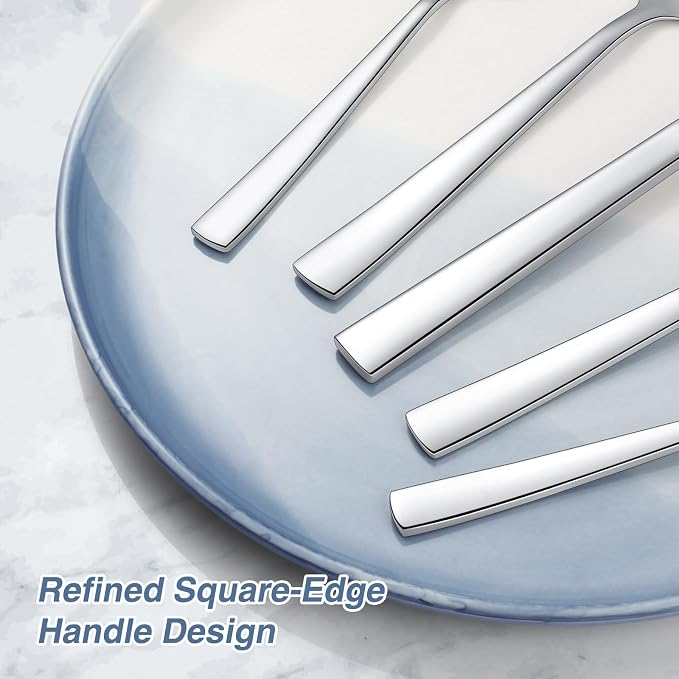 Yoehka 40 Piece Silverware Set, Stainless Steel Flatware Set for 8 | Heavy Duty, Mirror Polished Cutlery Set, Include Spoons/Forks/Knives, For Home Restaurant Hotel, Dishwasher Safe