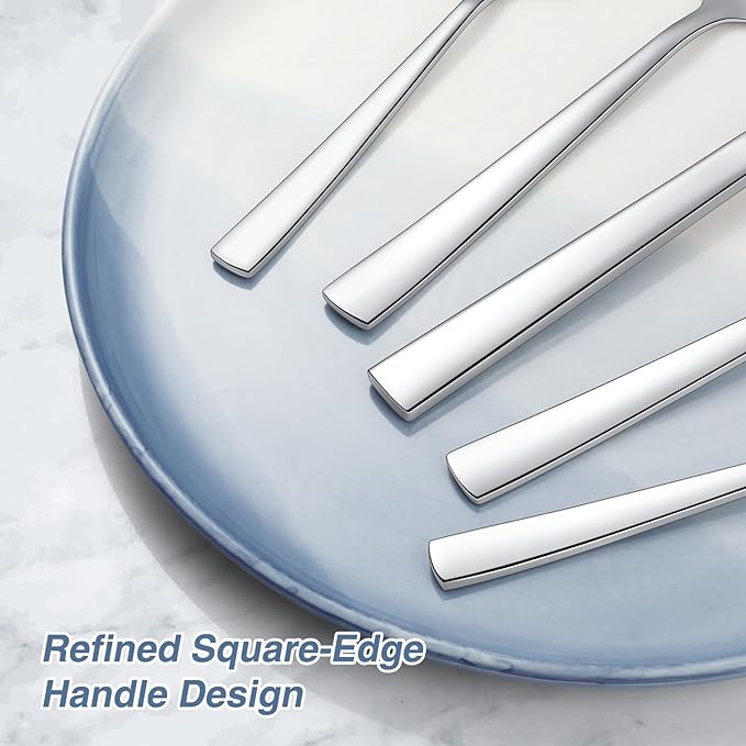 Yoehka 60 Piece Silverware Set, Stainless Steel Flatware Set for 12 | Heavy Duty, Mirror Polished Cutlery Set, Include Spoons/Forks/Knives, For Home Restaurant Hotel, Dishwasher Safe