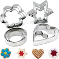 12-Piece Metal Cookie Cutter Set, Stainless Steel Biscuit Cutters for Baking, 4 Shapes (Heart, Star, Flower, Circle), Ideal Fondant Cutters & Dough Cutter, Perfect Cookie Cutters for Kids & Adults
