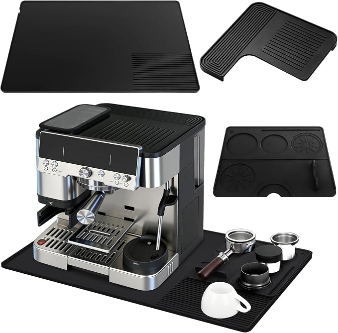 Silicone Coffee Mat Compatible with Ninja Luxe Espresso Coffee Machine ES601/ES701 & Most Home Espresso Machines - 23"x15" Anti-Slip Heat-Resistant - Maker Bar | Tamping Mat | Top Mat (3-in-1)
