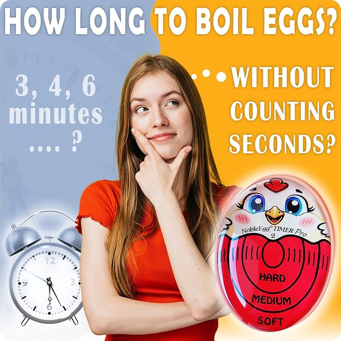 Nobleegg Egg Timer Pro2 Perfect Soft Hard Boiled Eggs Cooker Kitchen Gadget Red, Certified