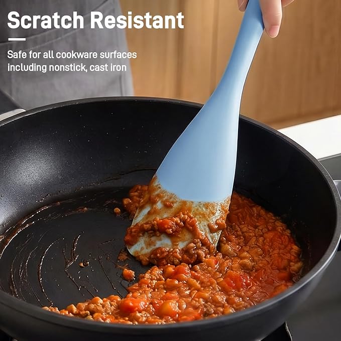 3 PACK Silicone Cooking Spatula & Spoon for Nonstick Cookware, BPA-Free | Multifunction Spoonula for Baking, Cooking, Serving, Mixing, Stirring, Scoop, Scrape - One-Piece Formed, Dishwasher Safe