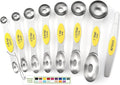 Spring Chef Stainless Steel Magnetic Measuring Spoons Set of 8, Yellow | Dual Sided Teaspoon & Tablespoon Measuring Spoons w/ Leveler for Dry & Liquid Ingredients, Measure Spoons for Baking, Cooking
