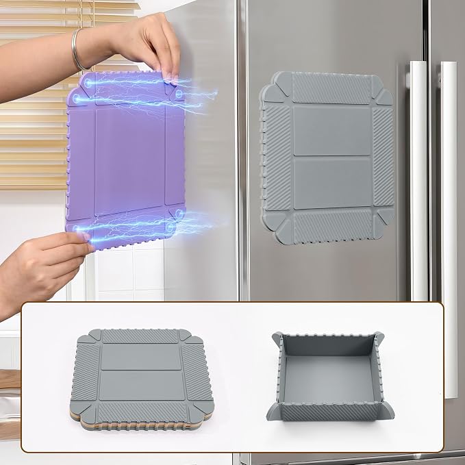Magnetic Silicone Trivet Mat - Heat Resistant Hot Pad for Hot Dishes, Pots & Pans, Non-Slip Table & Countertop Protector (Gray)