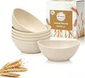 Salad Bowls 26oz, Oval Wheat Straw Bowls Sets of 6, Unbreakable Breakfast Bowls for Cereal, Soup, Rice, Fruit, Microwave Safe Plastic Bowls for Kitchen, Camping, Apartment - Beige