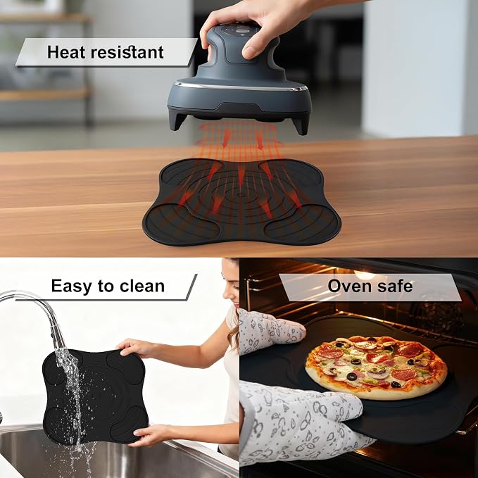 Jalopink Silicone Air Fryer Trivets for Ninja Crispi PowerPod,Heat-Resistant,Non-Slip,Protection for Countertop,Hot Pads for Ninja FN101GY FN101SG FN101ST (Black,2PCS)
