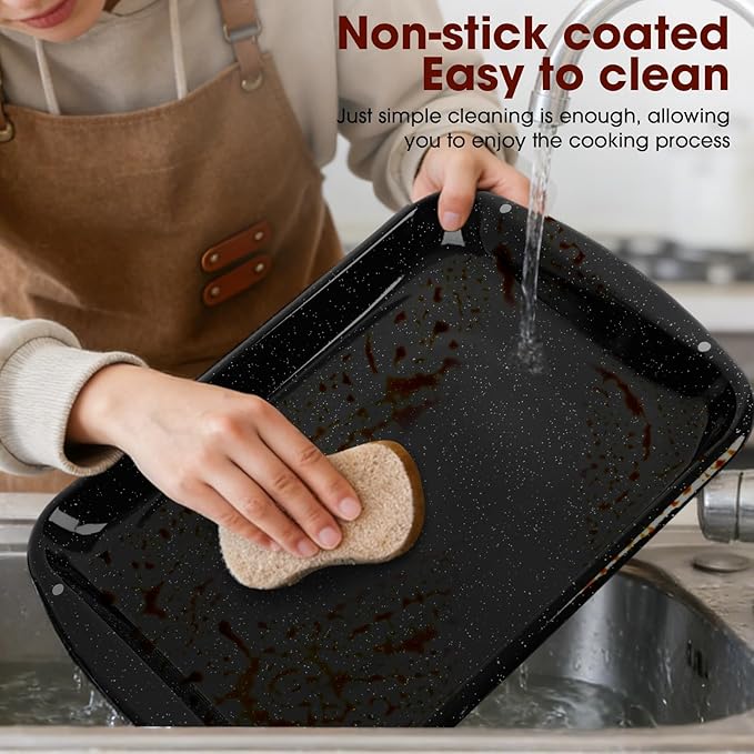 Broiler Pan for Oven – 16.75"×13" Non-Stick Porcelain Coated 2-Piece Set, Broiling Pan for Oven Safe Up to 500°F, Drains Fat, Dishwasher Safe Broiler Pans for Steak, Bacon & Vegetable