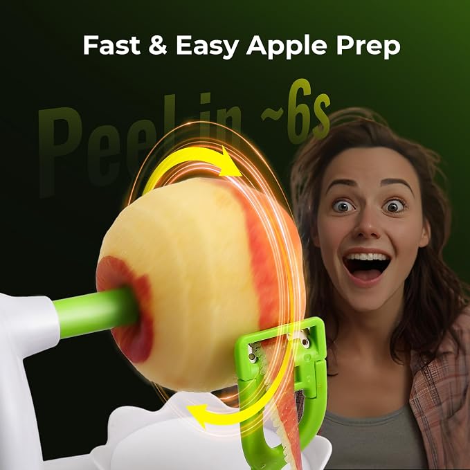 Apple Peeler for Apple Sauce and Pie, 8-Wedge Apple Slicer Corer with Stainless Steel Blades, Upgraded Strong Suction Base, Includes 2 Replacement Blades