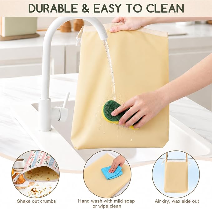 2 Pack Beeswax Bread Bags for Homemade Bread, Sourdough Storage XL 17"x13" | Reusable Bees Wax Bread Bag & Keeper, Natural Canvas with Premium Box for Home Baking, Freezer Storage & Outdoor Use