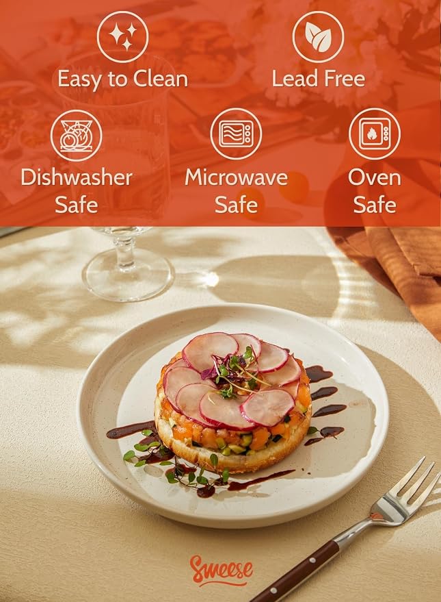 Sweese Porcelain Dessert Plates 7.4 Inch Set of 6 - Dove Gray Salad Plates, Dishwasher Microwave Safe, Smooth Glaze