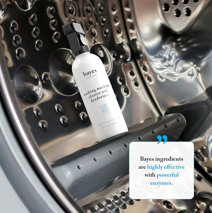 Bayes Washing Machine Cleaner & Deodorizer - Cleans and Eliminates Odors for Fresh Smelling Laundry - 24 Ounce