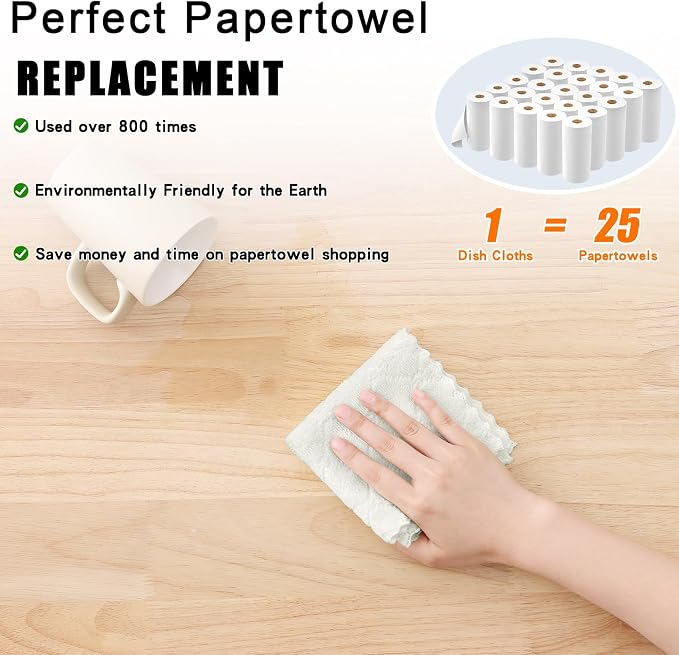 Homaxy 12 Pack Super Soft & Absorbent Dish Cloths, 10" x 10", White | Coral Velvet, Nonstick Oil Fast Drying Microfiber Cleaning Cloth, No Lint Household Dishcloths
