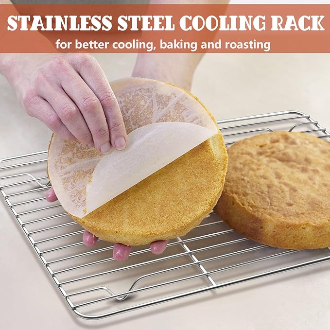 P&P CHEF 4 Pcs Baking Wire Rack for Cooling, 8.6 + 9.7+ 11.6 + 15.3 Inch | Rectangle Cooling Racks for Cooking and Roasting, Fit for Oven Pan, Healthy & Non-Toxic, Rust Free & Dishwasher Safe