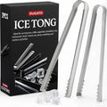Cocktail Ice Tongs 6.3 in, Stainless Steel with Grip Teeth, 2-Pack | Compact Handheld Size, Food-grade Serving Tool for Ice Buckets & Drink Stations, Olives & Garnishes
