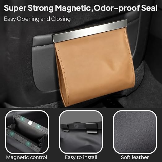 COZILO LED Car Trash Can Leak-Proof,Strong Magnetic Fast Closing Car Trash Bin as Cars Organizers and Storage,Cars Garbage Can with Automotive Trashs Bag for Backseat,Console,Door