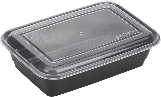 GoodCook Meal Prep Containers, Single Compartment 10-Pack, BPA-Free Reusable Food Storage, Black, Microwave & Freezer Safe, Stackable Meal Prep Containers for Lunches and Snacks (Pack of 4)