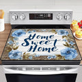 Vintage Wood Grain Stove Top Covers for Electric Stove - Home Sweet Home - Electric Stove Top Cover Protector,Retro Floral Stove Mat Protector,Heat Resistant Cooktop Stovetop Cover