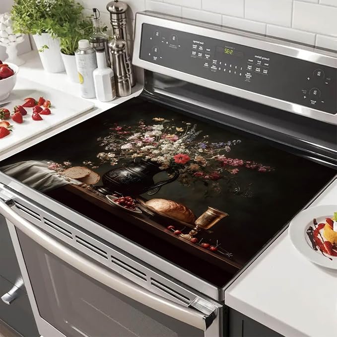 HOMETITUTE Stove Top Cover 28x20 Vintage Floral Still Life Heat Resistant