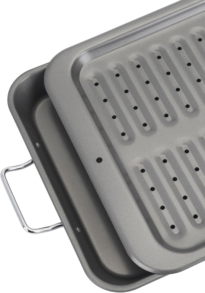 GoodCook Everyday Nonstick Steel Broiler Pan, 11.5" x 14.25", Gray