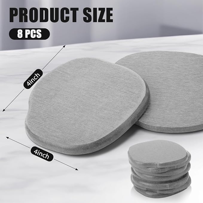 Diatomaceous Earth Coasters Set of 8，Cool Absorbent Quick-Dry Drink Coasters for Desks, Cute Modern Stone Design with Stylish White Aesthetic (8, Light Grey)