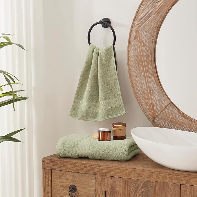 COZYART Luxury Bath Towel Set 3 PCS, Sage Green 100% Turkish Cotton 650 GSM | OEKO-Tex 100 Certified Zero Twist Ring Spun, Soft Absorbent Quick Dry, Plush Fluffy, Breathable Hotel Quality for Daily Use