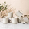 theterra Ceramic Coffee Mugs Set of 6, 14.2 oz Coffee Cups with Handle | Handmade, Suitable for Latte, Tea, Milk, Beer & Hot Cocoa, Reactive White