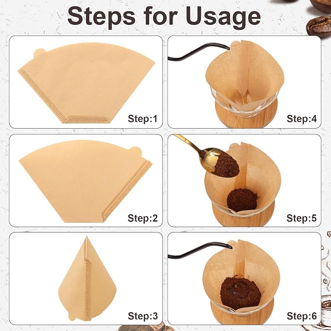 100 Count #4 Cone Coffee Filters 8-12 Cup Compatible with Ninja Maker | Unbleached, Disposable, Natural Wood Pulp Coffee Filters Compatible with Ninja, Pour Over and Drip Coffee Maker