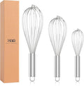 OYV 304 Stainless Steel Whisk Set, Dishwasher Safe Rustproof Metal Whisk, Professional Balloon Wire Whisks for Kitchen Cooking, Perfect For Blending, Whisking, Baking, Beating, 3 Packs (8" 10" 12")
