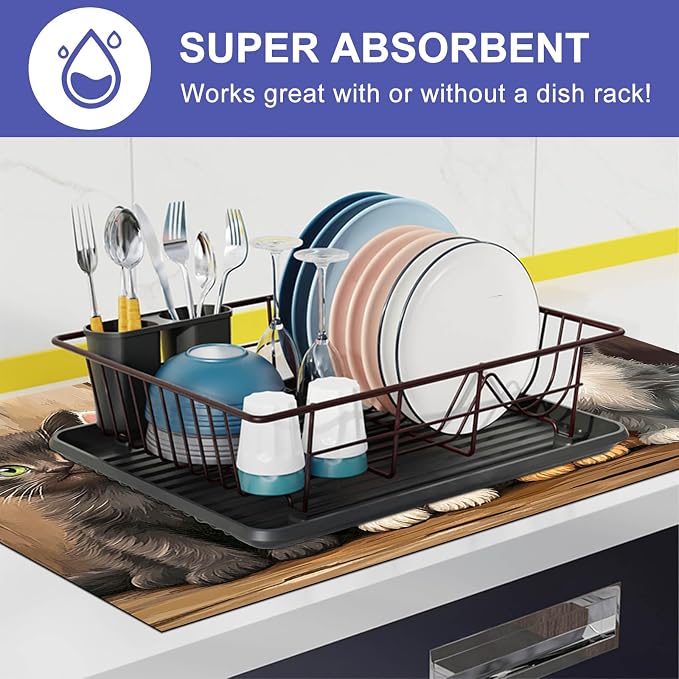 HOMETITUTE Four Cute Cats Stove Top Cover 28x20 Diatomite Mat