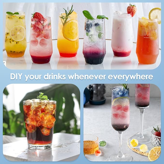 Ice Cube Tray with Lid and Bin, 1" Round Ice Trays for Freezer | 2 White Ice Cube Trays with Ice Box & Scoop, 1" Round Ice Balls for Iced Coffee & Juice, Easy Twist Release, For Gatherings