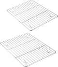 E-far Small Baking Cooling Rack Set of 2, Stainless Steel Metal Roasting Cooking Racks, Size - 9.7"x7.3", Non Toxic & Rust Free, Fit for Toaster Oven, Dishwasher Safe
