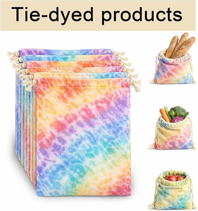 OKBA 8 Pack Cotton Muslin Drawstring Bags 14x17 Inch, Reusable Cloth Bags for DIY Tie-Dye Projects, Grocery & Produce, Shoes, Potatoes and Onions, Eco-Friendly & Washable