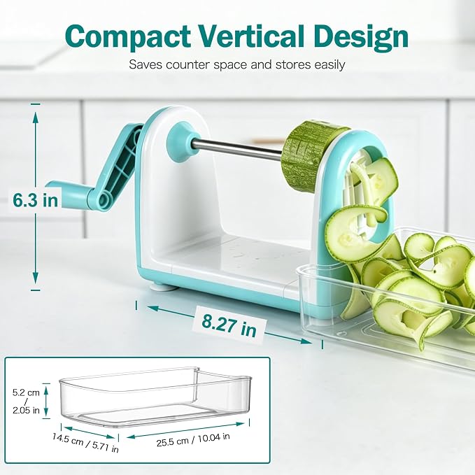 Ourokhome Zucchini Noodle Maker Spaghetti Spiralizer - 5 Blades Vegetable Slicer for Veggie Noodles and Curly Chips