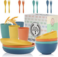 Wheat Straw Plates and Bowls Sets Unbreakable Dinnerware Set 20 PCS Dish Set for Camping, Party, Picnic Microwave and Dishwasher Safe Kitchen Dinner Set Apartment Essentials (Multicolor)