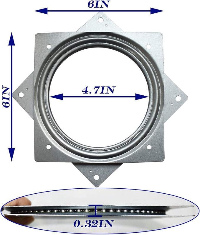 10Pack 6Inch Lazy Susan Hardware Square Rotating Bearing Plate Turntable | Lazy Susan Hardware Base for Serving Trays Kitchen Storage Racks Craft Table Zinc Plated Steel Swivel Plate 500lbs Capacity