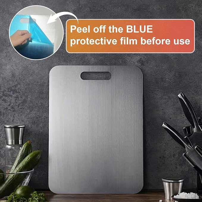 Titanium Cutting Board,100% Pure Titanium Cutting Boards for Kitchen,Food-Grade Double Side Available Non Toxic Chopping Board,Dishwasher Safe Hygiene Durable Boards(1PC-M)