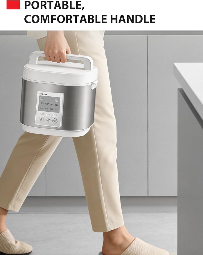 TOSHIBA Rice Cooker Heritage Bento Box, Digital Control, 5.5-Cup Uncooked Rice Capacity, 9 Functions with 3D Heating and 24-Hour Auto Keep Warm