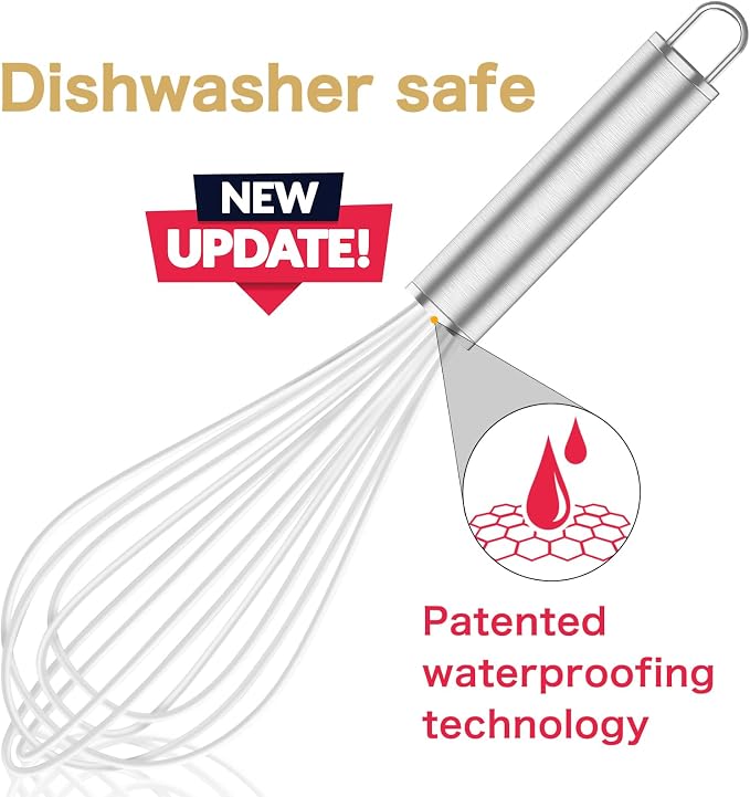 OYV White Silicone Whisk Set of 3, 8/10/12 Inch, Non-Scratch | BPA-Free Silicone, Heat Resistant Up to 480°F, Stainless Steel Core, Dishwasher Safe, Nonstick-Safe