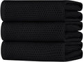 Homaxy 100% Cotton Oversized Waffle Weave Kitchen Towels, 3-Pack, Black | 20 x 28 Inches, Ultra Soft Absorbent Dish Towels, Quick Drying Large Cleaning Towels