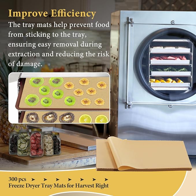 300 PCS Freeze Dryer Tray Mats for Harvest Right Dryer - Freeze Dryer Parchment Paper Set for Medium Trays - Non-Stick Baking Mats One-Off Parchment Paper Harvest Right Accessories (17" x 6.8")