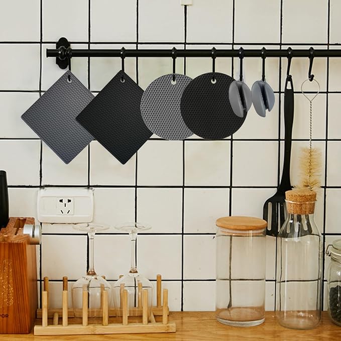 Hot Pads and Oven Mitts, Trivets for Hot Dishes and Hot Pan, Hot Pads for Kitchen, Countertops, Spoon Rest, Red