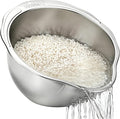 Palksky Rice Strainer & Rice Washing Bowl Stainless Steel - 5.6 Qt Professional Fine Mesh Rice Washer for Kitchen - Heavy Duty Rice Rinser, Cleaner & Drainer Colander for Quinoa, Grains & Fruit