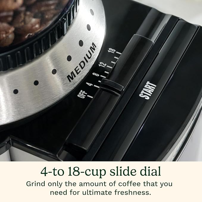 Cuisinart Coffee Grinder, Electric One-Touch Automatic Burr Coffee Grinder with 18-Position Grind Selector, Cup Size Selector for 4 – 18 Cups, Cream Stainless Steel