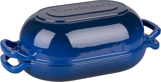 VORRINGARD Enameled Cast Iron Sourdough Bread Oven, Dutch Oven, Loaf Cast Iron Bread Pan for Homemade Bread Baking, Meatloaf Pan with Lid, 7QT, Blue